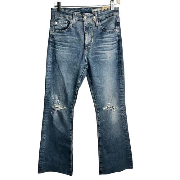 NWT AG Farrah Boot Crop Jeans Size 29 High Rise Distressed Vintage Wash Flare - Picture 2 of 9